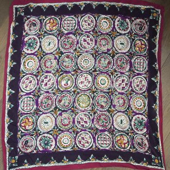 Vintage silk scarf | Purple silk scarf | Large vintage silk scarf | Made in Finland | Finnish silk scarf | Purple scarf