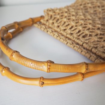 Vintage macrame bag | Bamboo and jute bag | Vintage bag with bamboo handles | Boho vintage bag | Macrame bag with bamboo handles