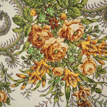 Vintage floral scarf | Large vintage wool scarf | Floral shawl with fringe | Vintage wool shawl | Retro floral scarf | Slavic floral scarf