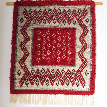 Vintage Rya wall hanging | Scandinavian Rya rug | Woollen vintage wall hanging | Vintage Rya rug | Traditional Scandinavian wall hanging