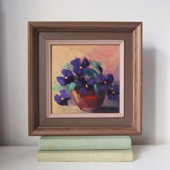 Vintage painting | Vintage flower painting | Finnish floral wall art | Framed vintage art | Small vintage painting | Vintage wall art