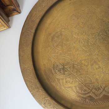 Vintage brass tray | Large brass wall plate | Vintage brass wall plate | Etched brass tray | Large etched brass wall plate