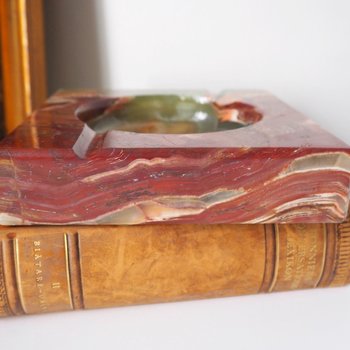 Vintage onyx marble ashtray | Large onyx ashtray | Large marble ashtray | Red and green onyx ashtray | Vintage ashtray