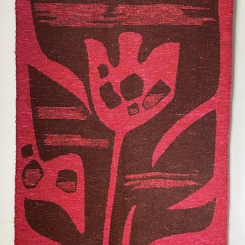 Vintage wall hanging | Large wall hanging | Scandinavian wall tapestry | 1970s wall tapestry | Retro wall hanging | Red and brown tapestry