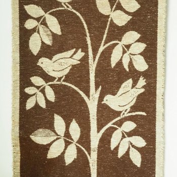 Vintage wall hanging | Large wall hanging | Scandinavian woven textile | Bird wall hanging | Brown and white wall hanging