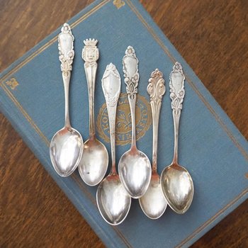 Set of six vintage coffee spoons | Small silver plated coffee spoons | Mismatched spoon set | Vintage alpacca coffee spoons