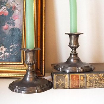 Set of two vintage candlestick holders | Silver plated candlestick holders | Large silver candlestick holders | Vintage candle holders