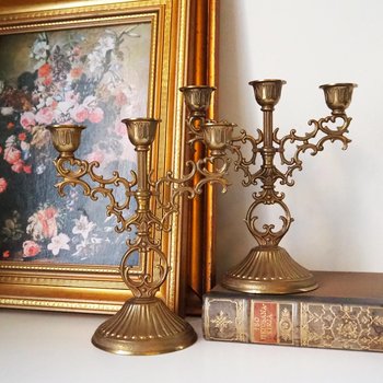 Vintage three arm candelabrums | Set of two matching candelabrums | Three arm candlestick holders | Vintage candelabra | Matching candelabra