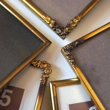 Set of five vintage photo frames | Mismatched photo frames | Set of five brass vintage frames | Vintage brass picture frames