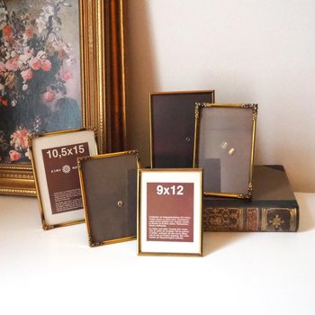 Set of five vintage photo frames | Mismatched photo frames | Set of five brass vintage frames | Vintage brass picture frames