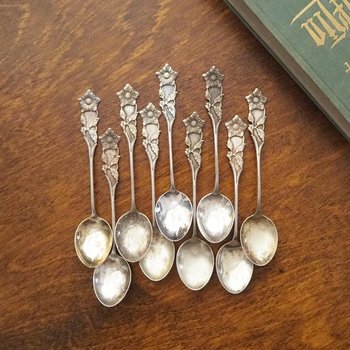 Set of nine vintage teaspoons | Vintage alpacca silver teaspoons | Small teaspoons | Vintage teaspoon set | Vintage alpacca teaspoons