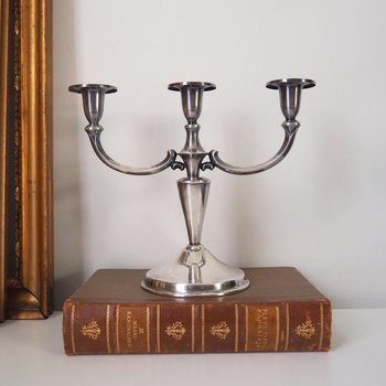 Vintage alpacca candelabra | Alpacca silver candelabra | Three arm candlestick holder | Vintage candelabrum
